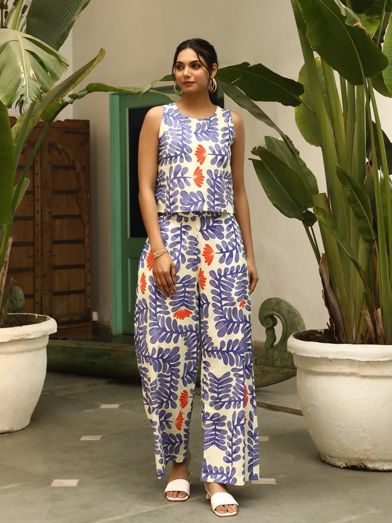Blue Printed Cotton Co-ord Set