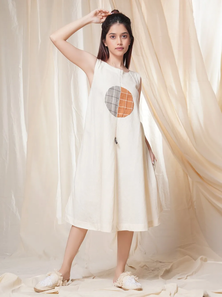 Off White Handwoven Cotton Dress